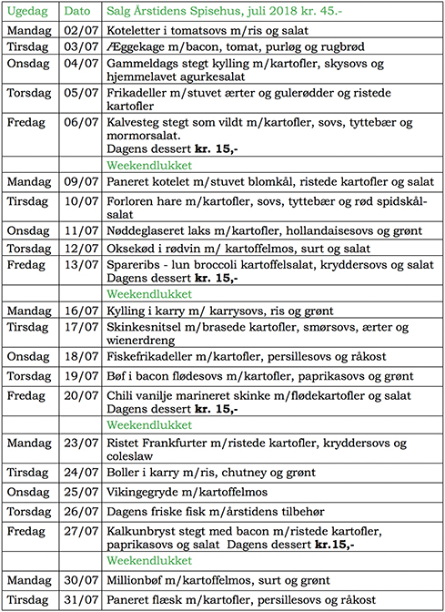 Menu -juli 2018